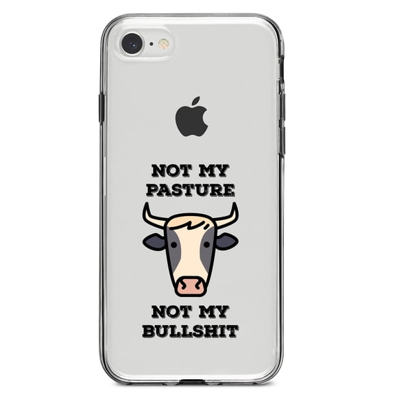 DistinctInk Clear Shockproof Hybrid Case for iPhone 7 8 SE (2020 Model) 4.7" Screen TPU Bumper Acrylic Back Tempered Glass Screen Protector - Not My Pasture, Not My BS