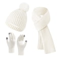 thumbnail image 1 of Winter Knitted Wool Scarf Hat Gloves Set Warm Velvet Padded Accessories for Cold Weather, 1 of 3