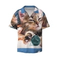 thumbnail image 3 of Goofa Playful Cat Printed Men's Casual Short-sleeved Shirt,Lightweight Breathable Button-down,Summer Casual men's top,Versatile Fashion shirt-Small, 3 of 7