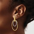thumbnail image 3 of Diamond2Deal 14K Two-Tone Gold Polished Diamond-Cut Post Dangle Earrings for Women (L- 1.74 inch, W- 0.87 inch), 3 of 6