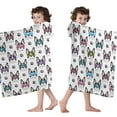 thumbnail image 4 of French Bulldog with Glasses White Hooded Bath Towel，60"x35" for Ages 3 To 12 Kids, Quick Dry Lightweight Soft Microfiber Hood Beach Towel Cover Up for Kids, 4 of 7