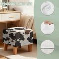 thumbnail image 7 of SCRAWLGOD Cow Print Brown Beige Stretch Ottoman Cover Square Stretch Ottoman Slipcovers Soft Storage Foot Rest Cover with Elastic Bottom Anti Dust Furniture Protector, 7 of 7