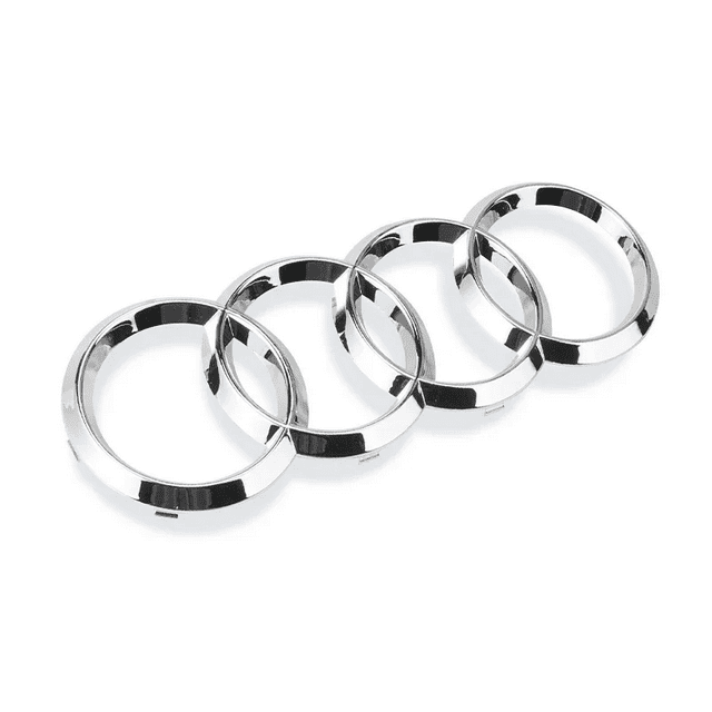 4 Ring ABS Car Hood Front Bonnet Grill Rear Trunk Emblem Logo Badge Sticker Decal For Audi A3 A4 A5 A6 A7 Q2 Q3 Q5 Q8 TT Silver Rear 192mm