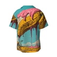thumbnail image 6 of Lsque Melting Banana Fantasy print Men's Cuban Collar Short Sleeve Shirt Summer Beachwear Casual Button Down Fashionable Vacation Leisure Shirt-X-Large, 6 of 7