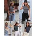 thumbnail image 5 of Zeagoo Women Crewneck Slim Fitted Short Sleeve T Shirts Cute Stretchy Bodycon Basic Tee Tops, 5 of 6