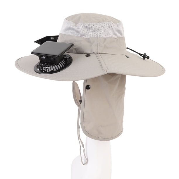 Sombrero Para El Sol De Ala Ancha, Sombrero Para Ventilador Solar, Batería De 1000 MAh, 3 Velocidades De Viento, Recargable Por USB Con Faro Para Pescar Para Acampar