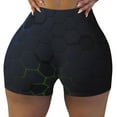 thumbnail image 2 of Fotbe Modern Hexagonal Neon Grid Shorts Sin Costuras – Shorts Deportivos de Cintura Alta para Mujer, Elásticos para Gimnasio, Yoga, Running o Ciclismo-Small, 2 of 8