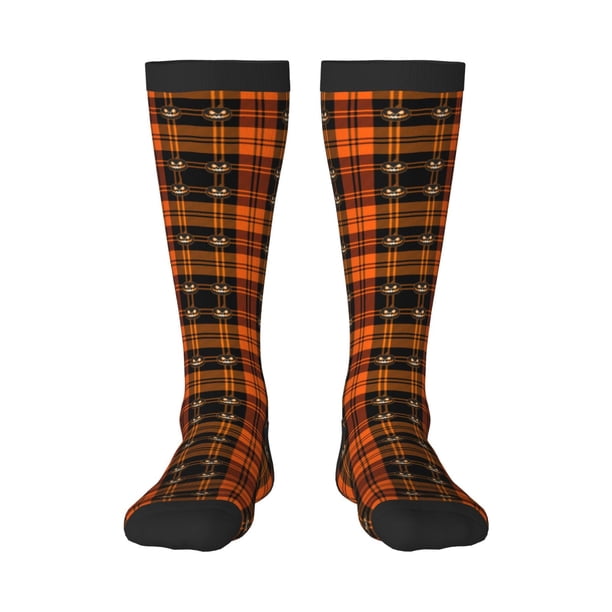 Balery Halloween Tartan Plaid Calcetines novedosos Calcetines deportivos Calcetines hasta la rodilla Calcetines de algodón Calcetines originales y geniales