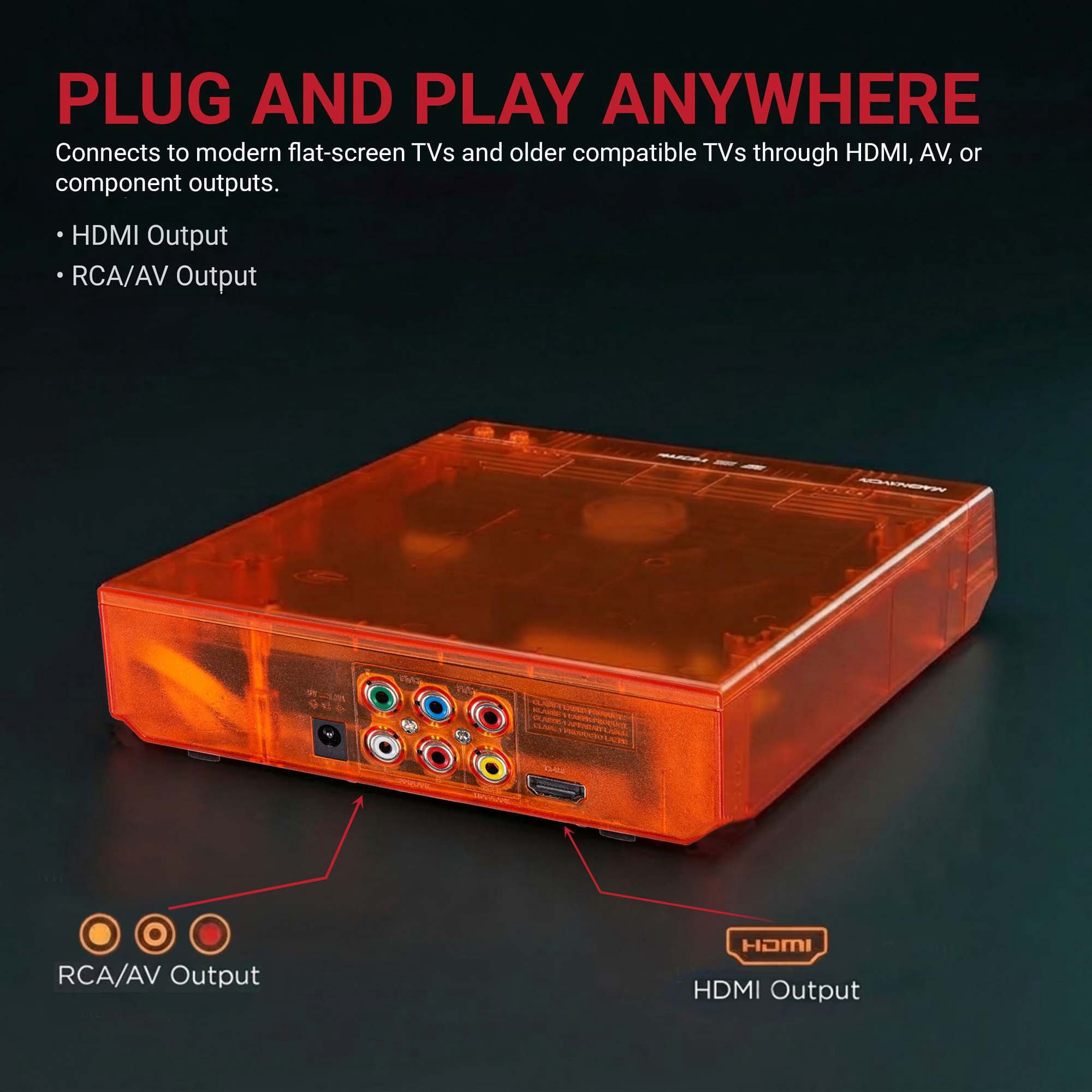 Magnavox Translucent DVD Player with HDMI Cable, Multi-Format DVD CD MP3 Player, HDMI Output, Remote Control, PAL/NTSC Compatible, 2 Channel Audio, Universal Power 100–240V, Orange
