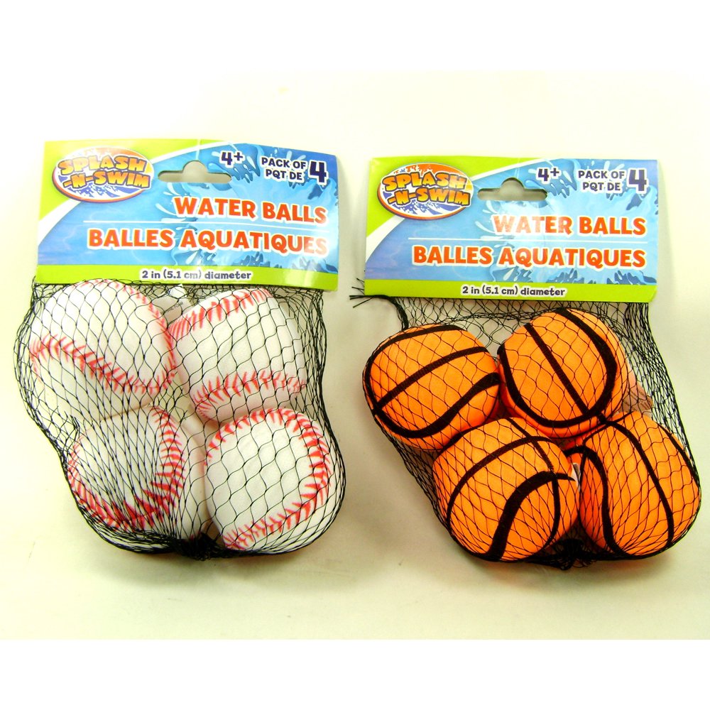 WATER BALLS BASEBALL & BASKETBALL (8) Pool Toys Summer Fun Beach Splash