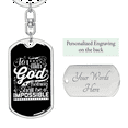 thumbnail image 2 of Nothing Impossible With God Stainless Steel or 18k Gold Premium Swivel Dog Tag Keychain, 2 of 8