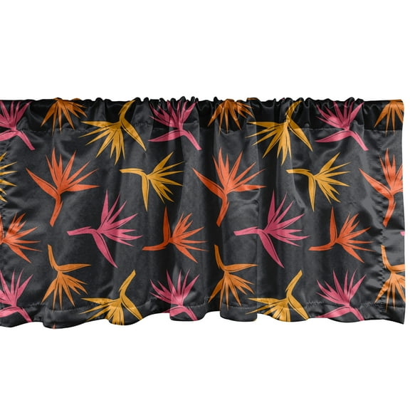 Ambesonne Tropical Valance Pack of 2, Birds of Paradise Flower, 54"X18", Dark Blue Orange
