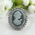 thumbnail image 3 of Vintage Antique Brooch Silver Tone Clear Crystal Rhinestones Grey Cameo Pin, 3 of 6