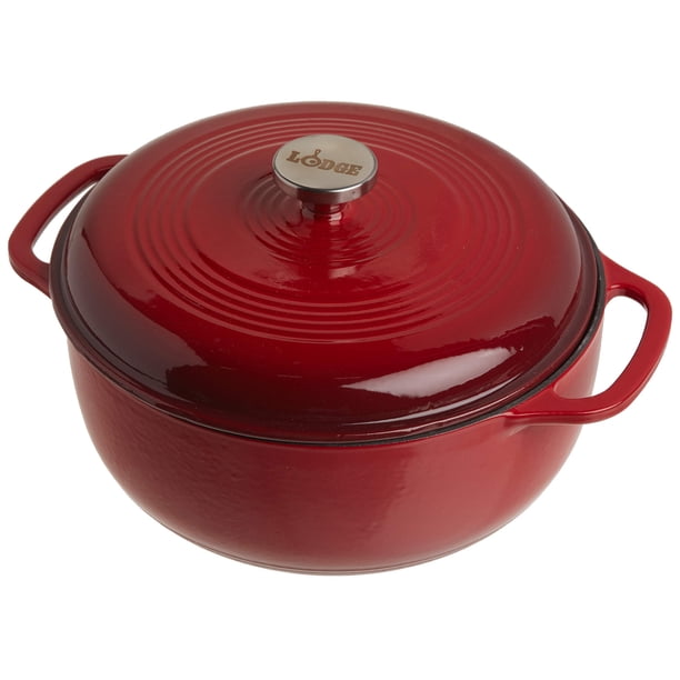 Dutch Oven Lodge, 6 cuartos de galón, hierro fundido esmaltado, color rojo especiado
