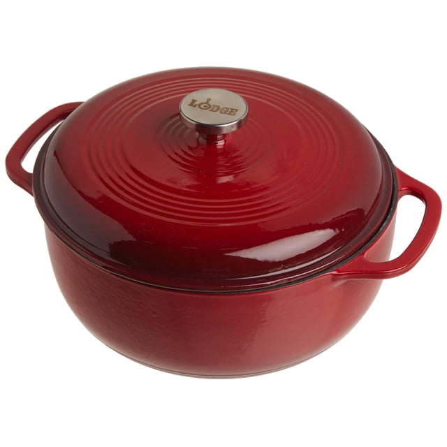 Dutch Oven Lodge, 6 cuartos de galón, hierro fundido esmaltado, color rojo especiado