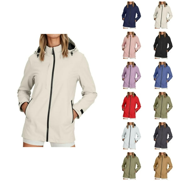 Windbreaker Jacket Women 2025 Fall Outdoor Windproof Lightweight Zip Up Hooded Jackets with Pockets Outerwear