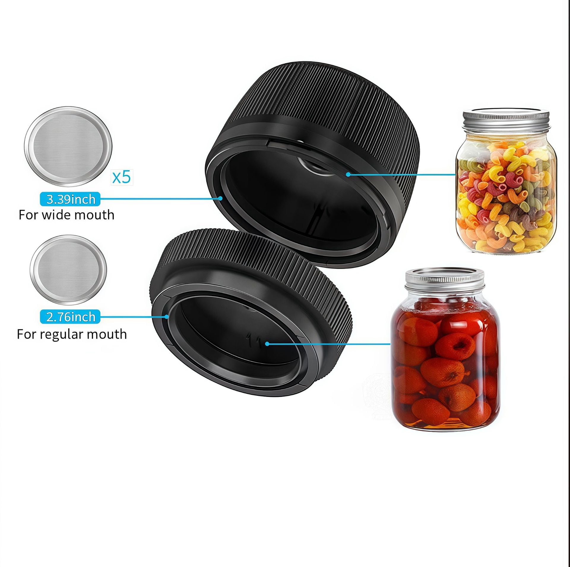 Electric Jar Vacuum Sealer Kit for Wide Mouth and Regular Mouth Mason Jars, Automatic Vacuum Sealer for Jar with Opener & 10 Lids