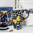 thumbnail image 2 of Topadorn Travel Coffee Ceramic Mug Ceramic Coffee Mug Ceramic Latte Teacup in Color Box for Home and Office 17 oz.,Butterfly, 2 of 9