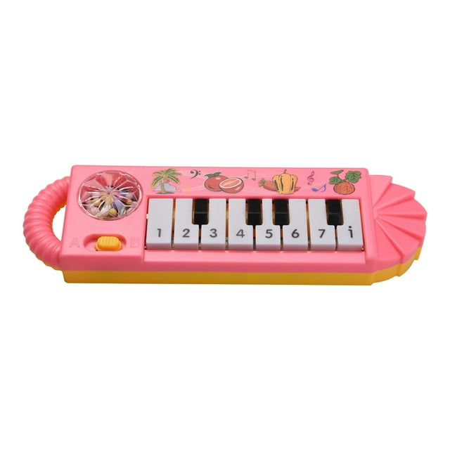 Graflsoa Muslady Compact 8-Key Plastic Piano for Kids, Early Learning Music Toy in Yellow or Red, Battery Not Included, Lightweight and Portable Design