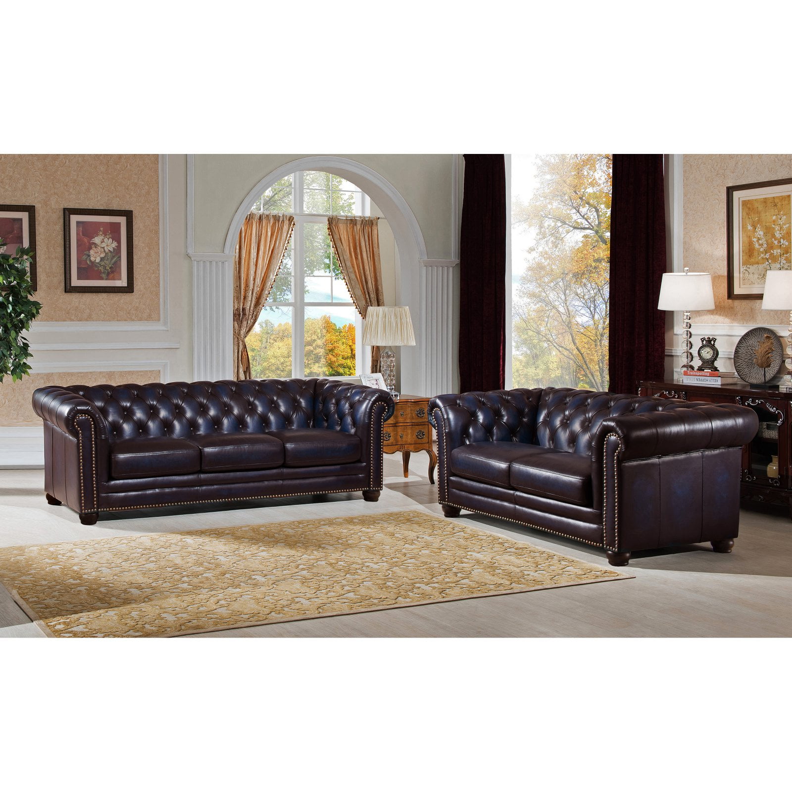 Amax Leather Dynasty Top Grain Sofa And Loveseat Set
