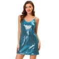 thumbnail image 1 of Disfraz de navidad Mini Vestidos De Lentejuelas de FiesEscote en V Sexy sin Mangas Disfraces De Halloween PaMujer Azul 3XL, 1 of 5