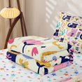 thumbnail image 5 of jejeloiu Cute Cat Floral Pattern Zipper Twin Comforter Sets with Fitted Sheet and 2 Pillowcases Kids,Lovely Animal Vintage Boho Style Zipper Bedding Set For Girls,Reversible,4-Piece, 5 of 7