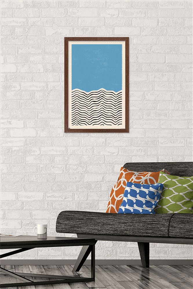 Geometric - Blue Wall Poster, 14.725" x 22.375", Framed