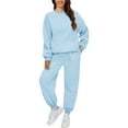 thumbnail image 3 of BLOCLOALO 2 Piece Lounge Set Long Sleeve Pullover Sweatshirts Fashionable Casual Solid Sweatshirt Pants Suit Pullover Crewneck Sweaters Sweatpants and Sweatshirt Set Soft Lounge Sets Light Blue L, 3 of 9