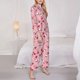 thumbnail image 3 of Balery Gnome With Heart Conjunto de Pijama con Estampado para Mujer, Conjunto de Dos Piezas con Manga Larga, Ropa de Dormir Suave con Bolsillos, Pijamas Cómodos-Small, 3 of 7