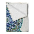 thumbnail image 2 of Moroccan Soft Flannel Fleece Throw Blanket, Ceramic Tile Antique East Pattern Heritage Architecture Print, Cozy Plush for Indoor and Outdoor Use, 60" x 80", Pale Coffee Turquoise, by Ambesonne, 2 of 5