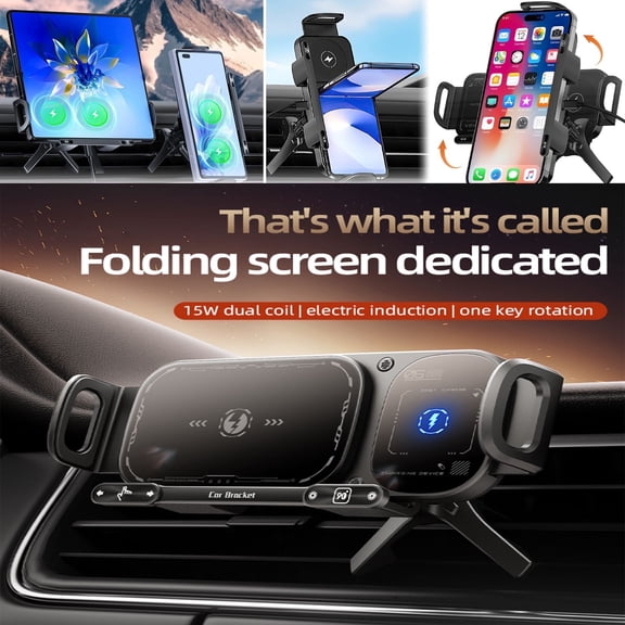 LC-dolida Car Phone Holder, Wireless Charging, Universal Rotating, Magnetic Dash Mount Car Mount, for Car, Phone, GPS, Tablets, Set with Accessories