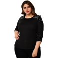 thumbnail image 1 of Blusa con perlas en hombros, talla extra modelo 3743-C (negro) negro 38 Roman Fashion Blusa extra 3743-C, 1 of 5