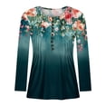 thumbnail image 5 of Jsaierl Womens Tops Plus Size Hide Belly Shirts Fall Pleated Button V Neck T-Shirt Causal Empire Waist A-Line Floral Tunic Tops, 5 of 5