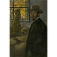 thumbnail image 3 of Elemír Halász-Hradil 11x14 Black Modern Framed Museum Art Print Titled - Self Portrait (1919), 3 of 5