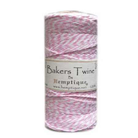 UPC: 0091037029393 | Hemptique Bakers Twine Spool  Light Pink/White