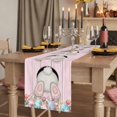 thumbnail image 2 of Table Runners 90 Inches Long Dress Scarves, Easter Bunny Farmhouse Coffee/Dining/Kitchen Table Runner for Living Room, Colorful Eggs Cute Rabbit Pink Country Wooden 13x90 Inch, 2 of 9