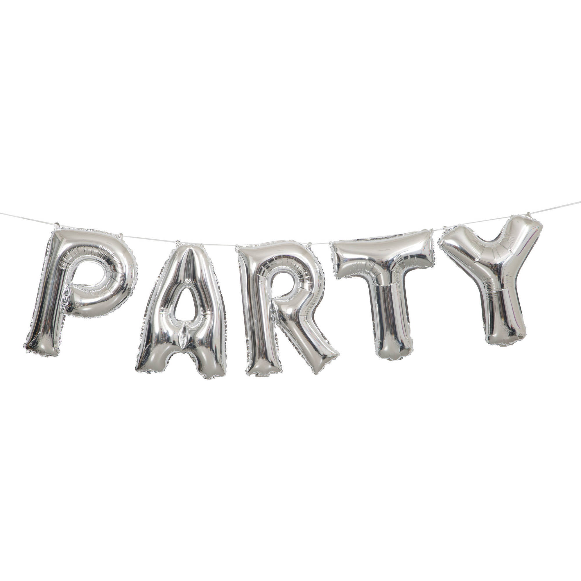 Foil Silver Party Letter Balloon Banner Kit