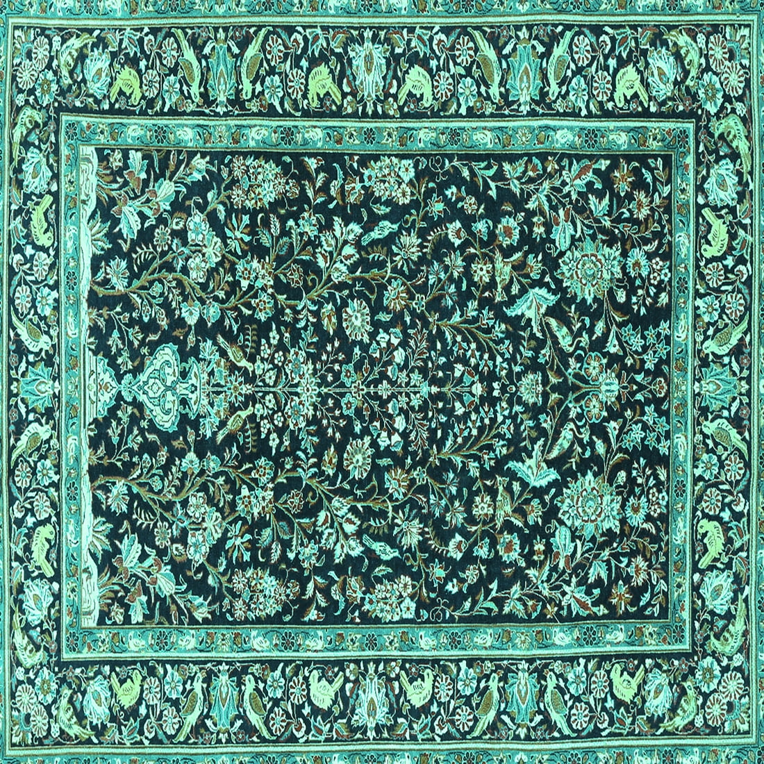 Ahgly Company Indoor Square Persian Turquoise Blue Traditional Area ...