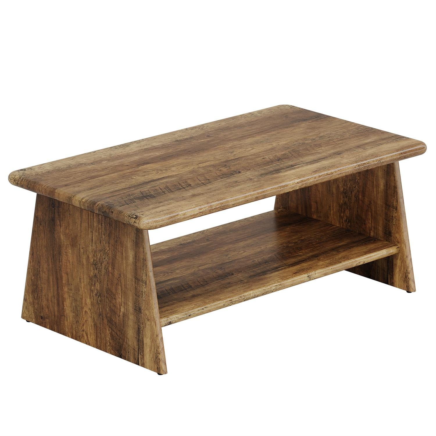 Demi Bonn 47" Rustic Wooden Coffee Table, Modern Center Table Storage Ottoman for Living Room, Brown