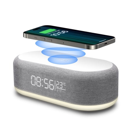 Wireless Charger Alarm Clock Time LED Light Thermometer Phone Charger 15W Fast Charging Dock Station for Phone