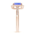 thumbnail image 3 of ANGARA Natural Emerald-Cut 1 ct Tanzanite Engagement Ring with Diamond Halo in 14K Rose Gold for Women (Size-7x5mm) | December Birthstone, Anniversary, Jewelry Gift for Women | Natural Tanzanite Ring, 3 of 9