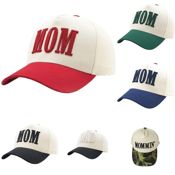 XIAOCHA Women's Mom 3D Embroidery Baseball Cap Adjustable Breathable Daily Wear Snapback Cap,Watermelon Red