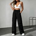 thumbnail image 6 of Jerdar Women's Barrel Leg Sweatpant Drawstring Elastic Waisted Wide Leg Pants Casual Cotton Palazzo Trousers with Pockets Office Work L, 6 of 8