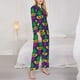 thumbnail image 3 of Fotbe Mardi Gras Carnival3 Conjunto de Pijama de Manga Larga para Mujer con Estampado, Ropa de Dormir de 2 Piezas, Conjunto de Casa Suave y Cómodo con Bolsillos-XX-Large, 3 of 7