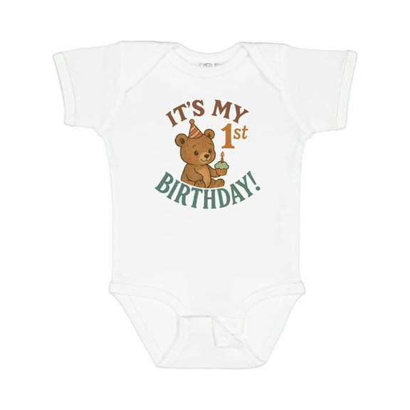 Inktastic Cute Teddy Bear 1st Birthday Celebration Boys or Girls Baby Bodysuit