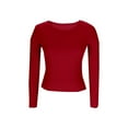 thumbnail image 7 of Sevevn Women Ribbed Knit Long Sleeve Top Stretch Slim Fit Crewneck Pullover Shirt Casual Basic Solid Color Tee for Fall Winter Red S, 7 of 7