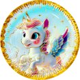 thumbnail image 1 of 24 Pz Plato Cartón Premium Pastelero Fiesta De Cumpleaños Unicornio bebé, 1 of 4