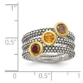 thumbnail image 4 of Shey Couture Sterling Silver Gold-tone Flash Gold-plated Antiqued Round Bezel .30Garnet/.20Citrine/.20Smoky Quartz 3 Stackable Rings, 4 of 6