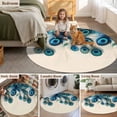 thumbnail image 5 of Peacock Feathers Round Rugs for Living Room 5ft Retro Green Abstract Art Non Slip Circle Rug Washable Low-Profile Indoor Carpet for Bedroom, Dining Room, Bathroom, 5 of 9