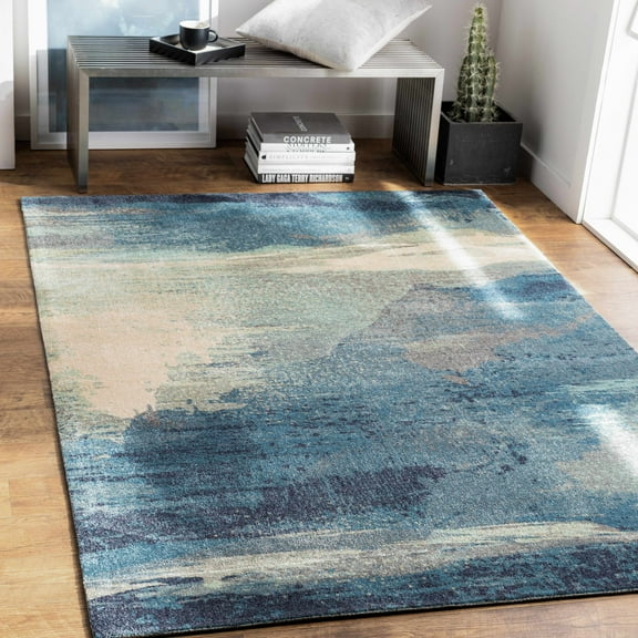 Hauteloom Alvaton Living Room, Bedroom Area Rug - Modern - Blue, Gray - 2' x 3'